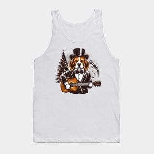 Beagle Playing Guitar Christmas Tank Top